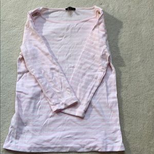 Pink/white stripe 3/4 sleeve Ann Taylor soft tee